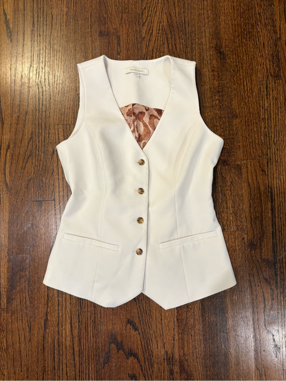 Favorite Daughter Cream Button-Front Tailored Vest